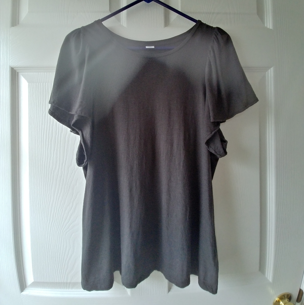 Women's Charcoal Peplum Short Sleeve Top